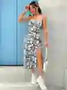 Vestido Mujer Tipo Camisola Estampado Completo Muslo Abierto Talla M/l