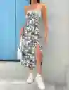 Vestido Mujer Tipo Camisola Estampado Completo Muslo Abierto Talla M/l