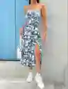 Vestido Mujer Tipo Camisola Estampado Completo Muslo Abierto Talla M/l