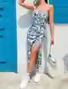 Vestido Mujer Tipo Camisola Estampado Completo Muslo Abierto Talla M/l