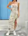 Vestido Mujer Tipo Camisola Estampado Verde Esmeralda Talla M/l
