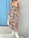 Vestido Mujer Tipo Camisola Estampado Completo Muslo Abierto Talla S/m