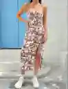 Vestido Mujer Tipo Camisola Estampado Completo Muslo Abierto Talla S/m