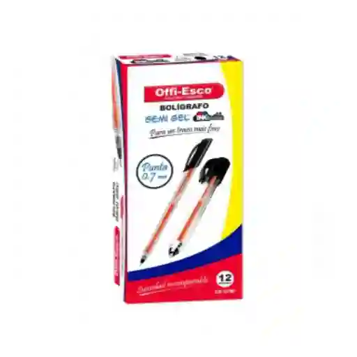 Lapicero Semi Gel De Tapa Oe-076f Offi Esco X12 Negro