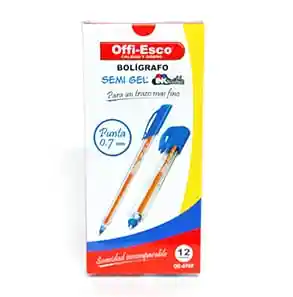 Lapicero Semi Gel De Tapa Oe-076f Offi Esco Azul