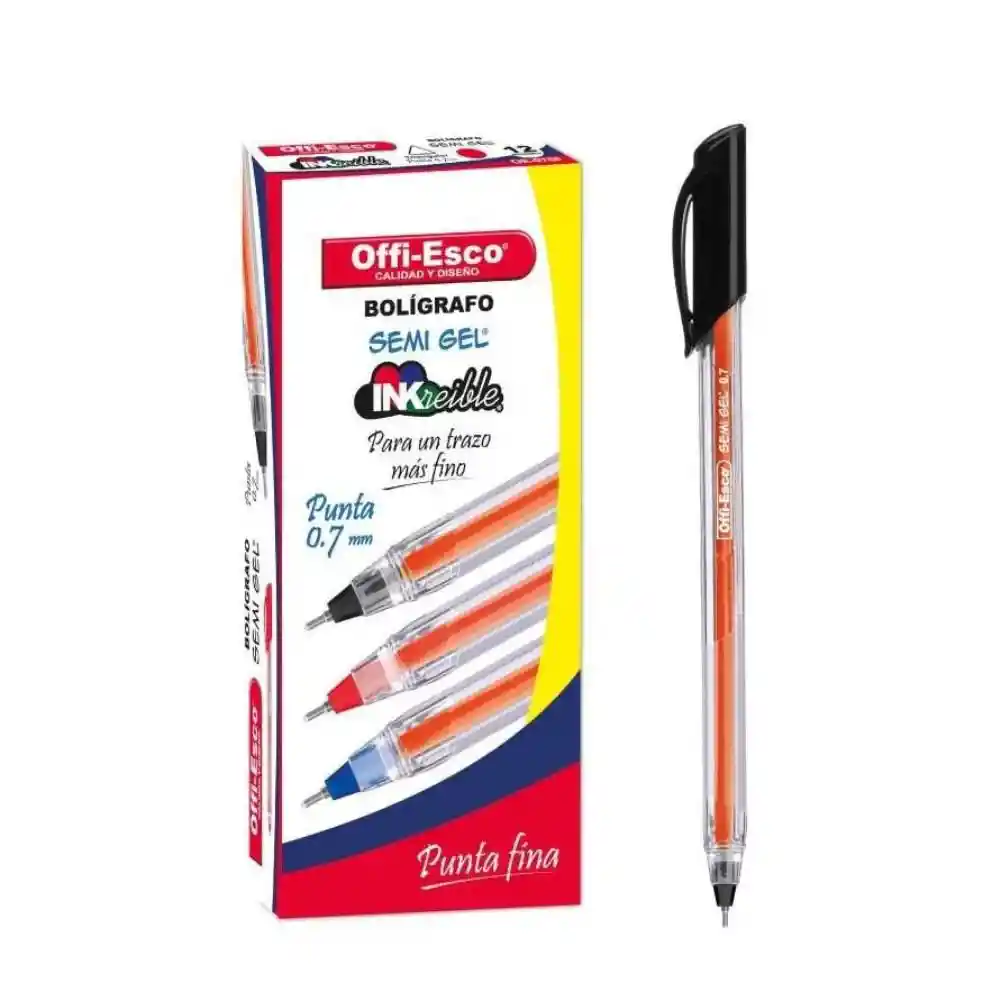 Lapicero Semi Gel De Tapa Oe-076f Offi Esco X1 Unidad Negro