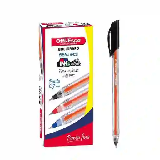 Lapicero Semi Gel De Tapa Oe-076f Offi Esco X1 Unidad Negro