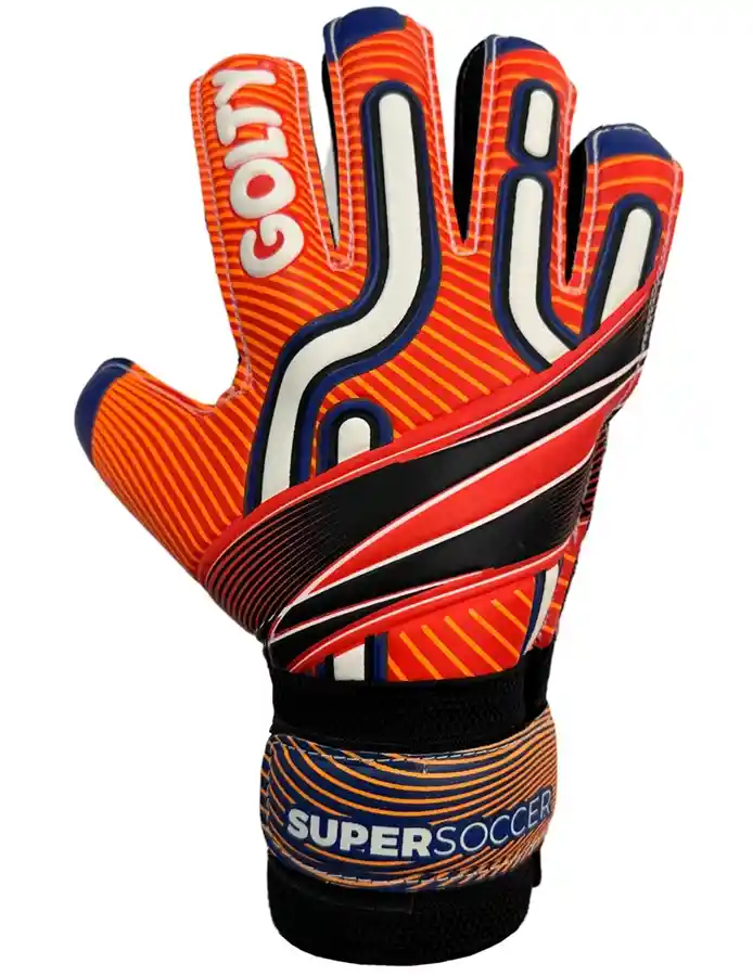 Guantes De Niño Fútbol Golty Super Soccer, Antifracturante/ Naranja - Azul / 5