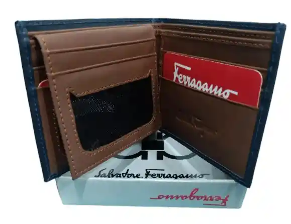 Billetera Para Caballero Inspirada En Salvatore Ferragamo Azul