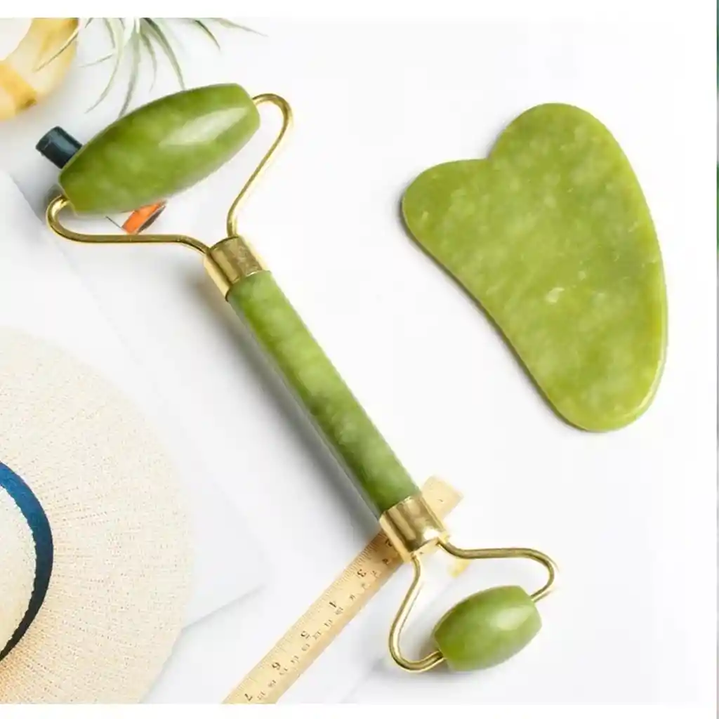Rodillo De Jade Con Guasha – Masaje Facial Y Terapia Antiestrés