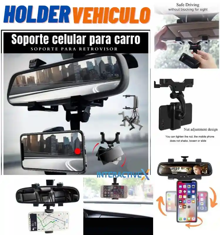 Soporte Celular Vehiculo/ Celular Para Retrovisor Carro/soporte Para Auto