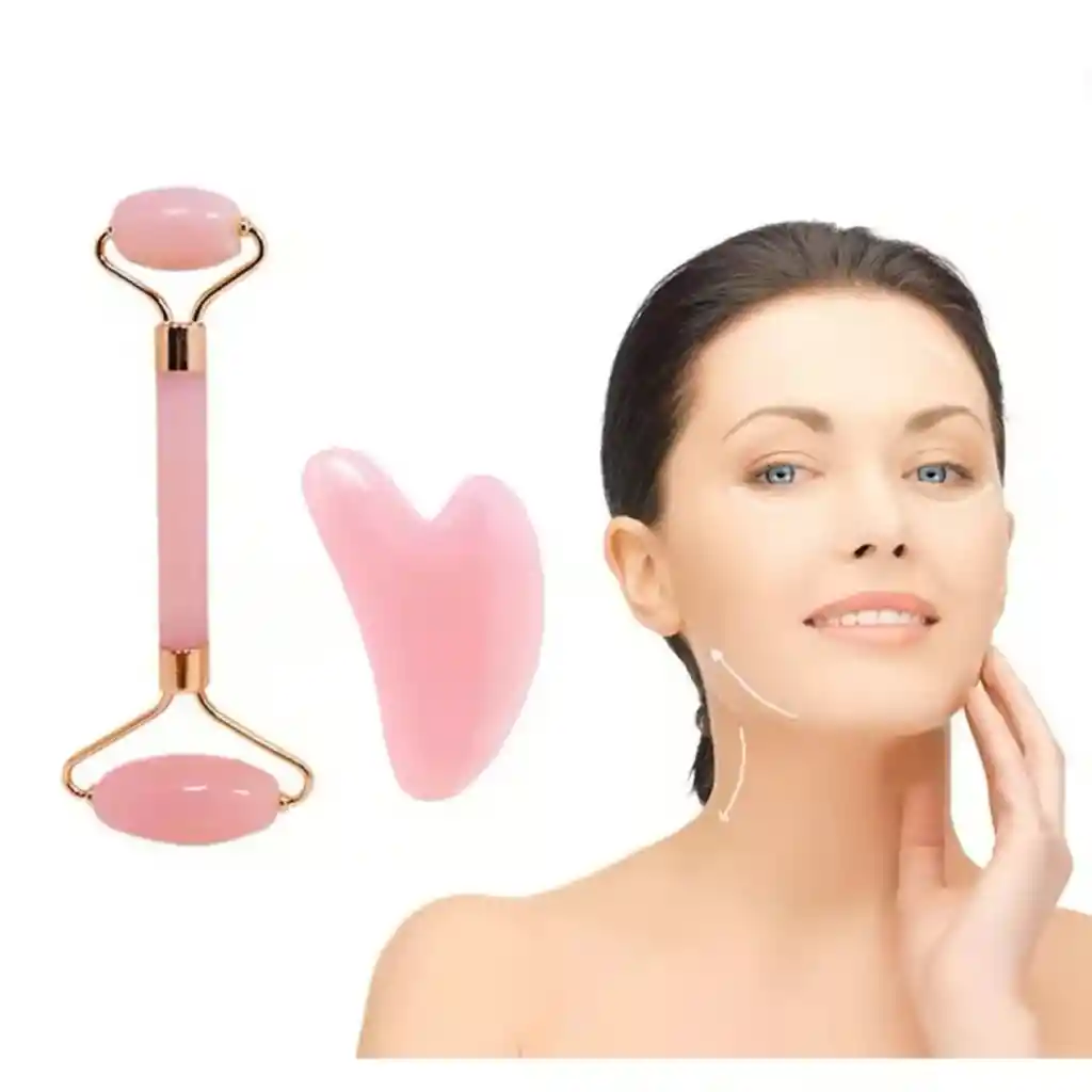 Rodillo Facial Guasha Rosa – Relajación Y Luminosidad Natural