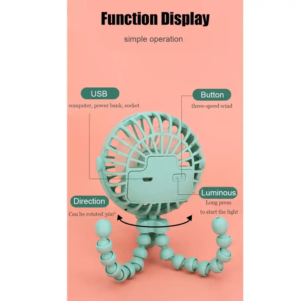 Mini Ventilador Ajustable – Diseño Flexible Y Práctico