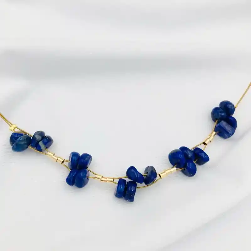 Collar Dorado Trenza Lapislazuli
