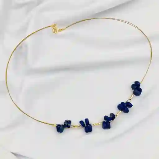 Collar Dorado Trenza Lapislazuli