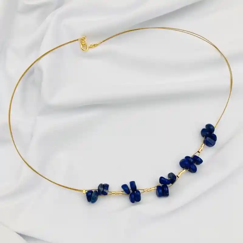 Collar Dorado Trenza Lapislazuli