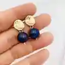 Aretes Dorados Con Piedra Lapislazuli