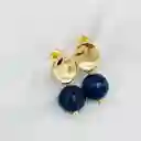 Aretes Dorados Con Piedra Lapislazuli