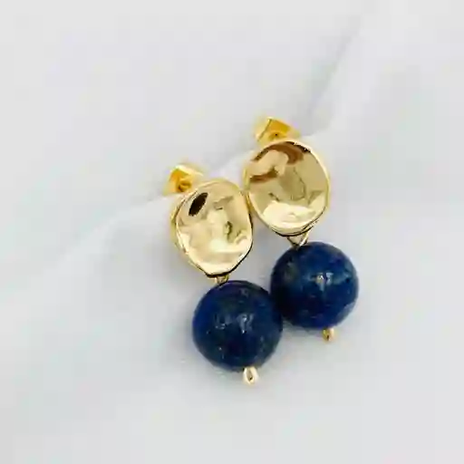 Aretes Dorados Con Piedra Lapislazuli