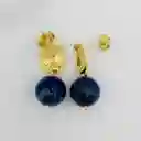 Aretes Dorados Con Piedra Lapislazuli