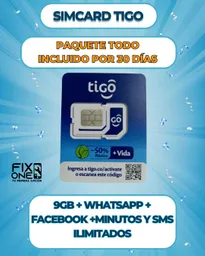 Simcard Tigo Prepago Paquete Todo Incluido De 30 Dias