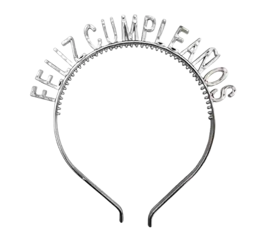 Diadema Feliz Cumpleaños Plateada