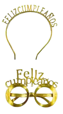 Diadema Feliz Cumpleaños Con Gafas Dorada