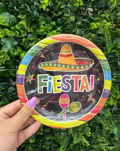Plato 7" Fiesta Mexicana Sombrero X 10 Unidades