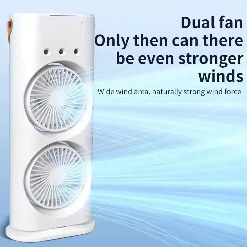 Ventilador De Mesa Escritorio Recargable Con Movimiento Y Luz