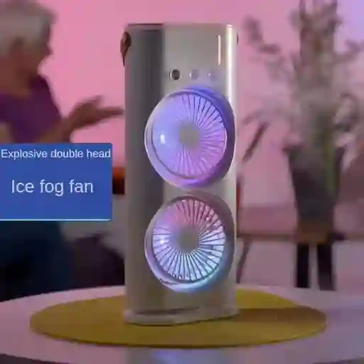 Ventilador De Mesa Escritorio Recargable Con Movimiento Y Luz