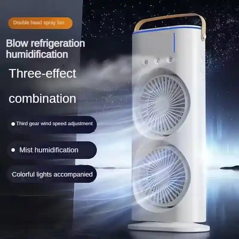 Ventilador De Mesa Escritorio Recargable Con Movimiento Y Luz