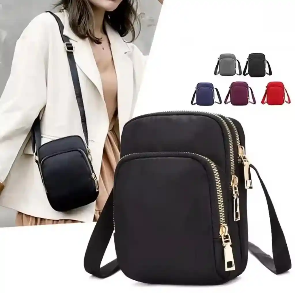 Bolso Hombro Cruzado Forma De U Portacelular Negro
