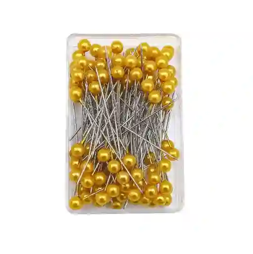 Alfiler Cabeza Redonda Dorada Caja X 100