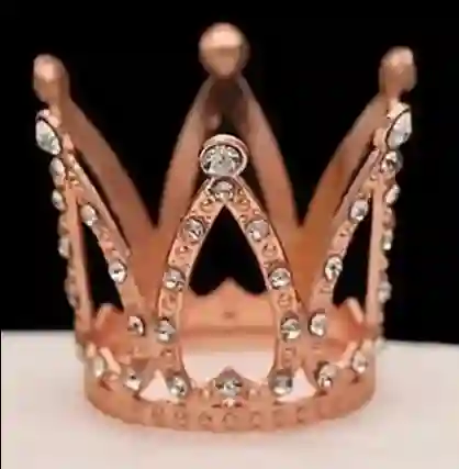 Corona De Diamantes Metalica Mini Dorado Rosa X 1 Unidad