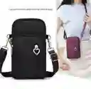 Bolso Cruzado Telefono Corazon Ajustable Negro