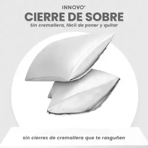 Fundas Para Almohada Satín Seda Cuida Cabello Piel Anti Friz Color Blanco Innovo