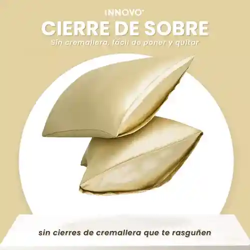 Fundas Para Almohada Satín Seda Cuida Cabello Piel Anti Friz Gold Innovo
