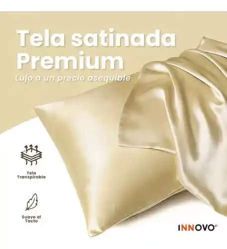 Fundas Para Almohada Satín Seda Cuida Cabello Piel Anti Friz Gold Innovo