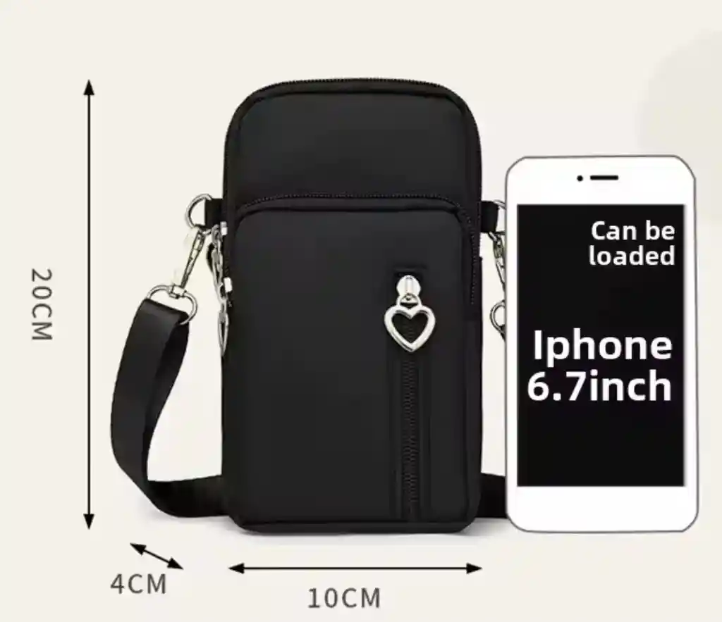 Bolso Cruzado Telefono Corazon Ajustable				