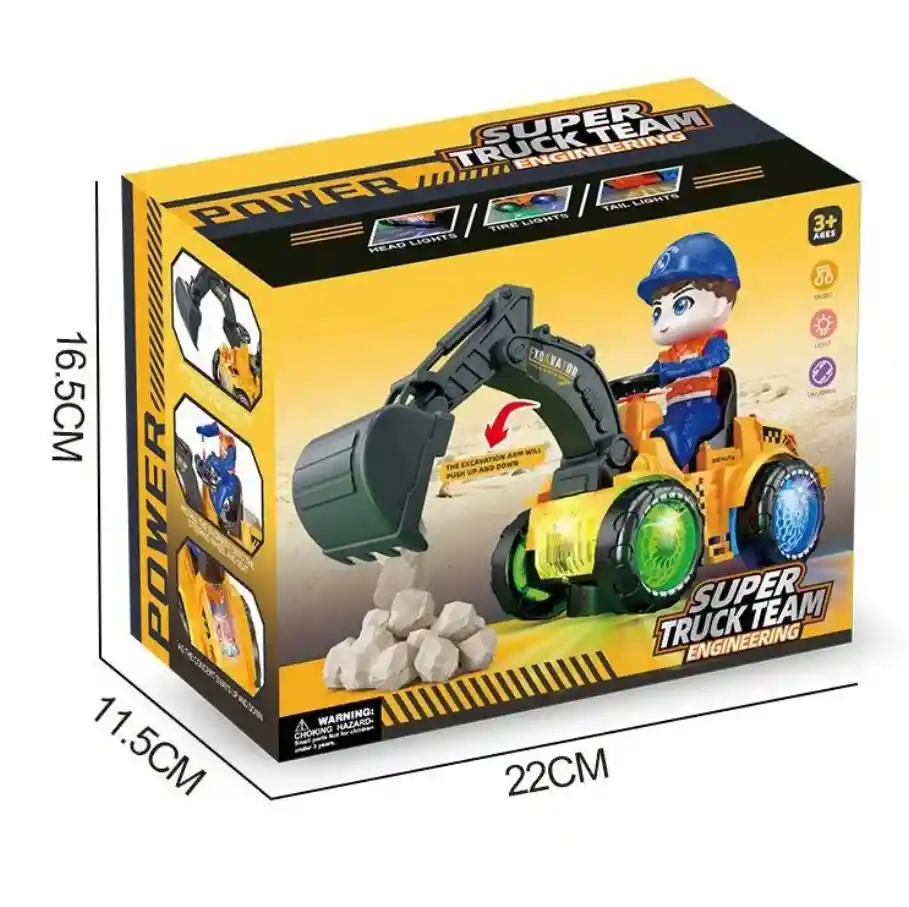 Juguete Niños Carro Retro Excavadora Con Luces Y Sonido