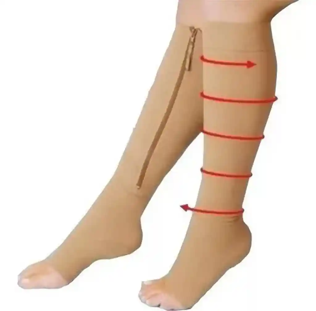 Medias De Compresion Anti Varice - Con Cremallera Beige