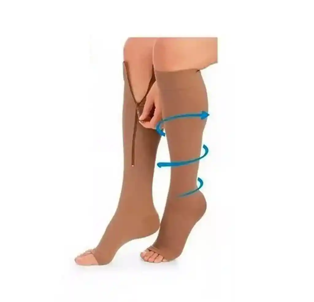 Medias De Compresion Anti Varice - Con Cremallera Beige