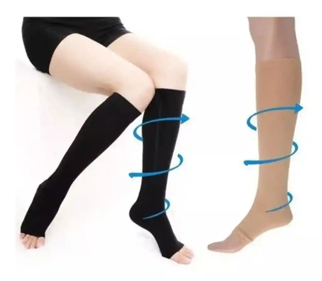 Medias De Compresion Anti Varice - Con Cremallera Beige