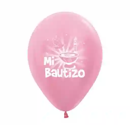 Globo Mi Bautizo Satin Rosado R12 X 12 Globos
