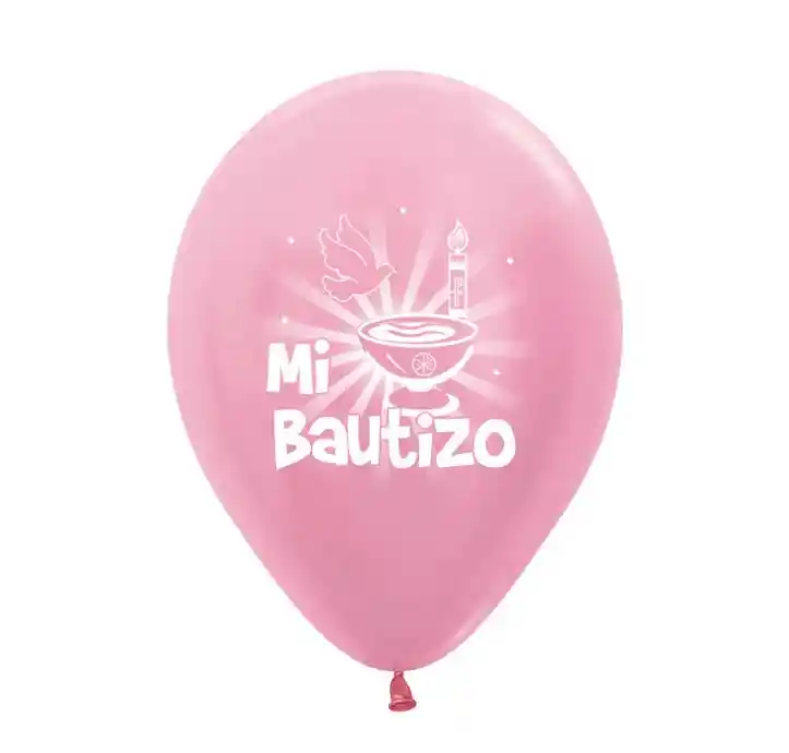 Globo Mi Bautizo Satin Rosado R12 X 12 Globos