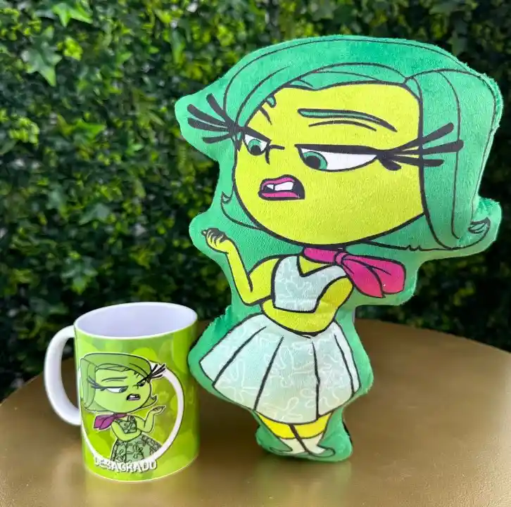 Combo Cojin Mediano De Desagrado Intensamente + Mug X 1 Unidad