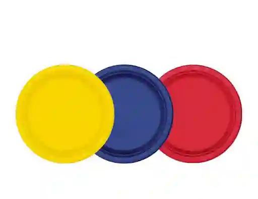 Plato Deluxe Oxo Pequeño Tricolor 15 Cm X 10 Unidades Sempertex