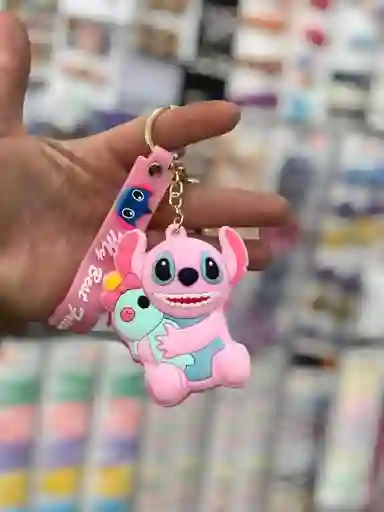 Monedero Rosado Diseño De Stitch Con Manilla Y Gancho