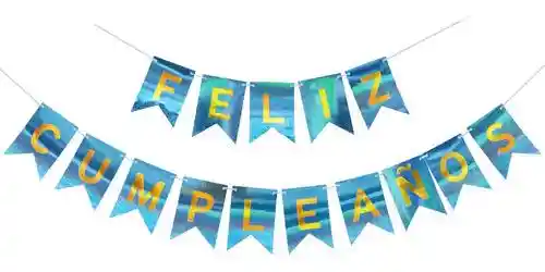 Guirnalda Feliz Cumpleaños Banderin Azul