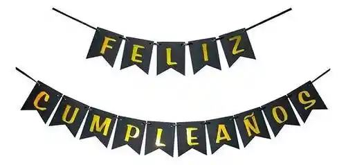 Guirnalda Feliz Cumpleaños Banderin Negra